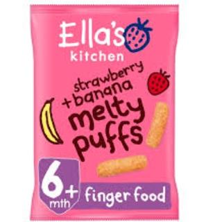 Ella's Kitchen Organic Strawberry and Banana Melty Puffs Baby Snack 6m+ 20g